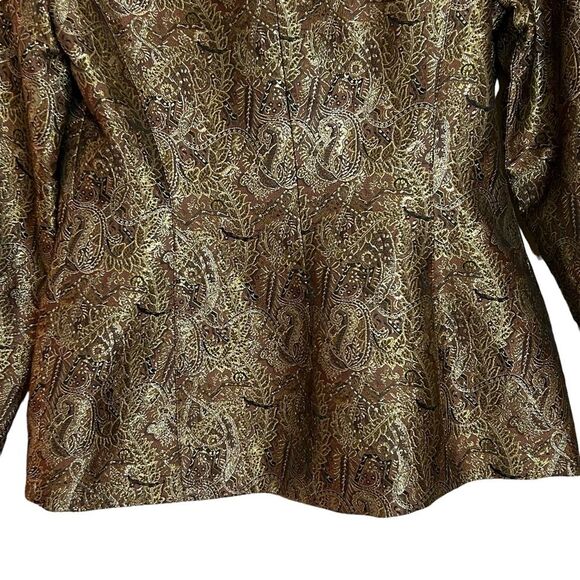 CHETTA B Vintage Long Sleeve Gold Paisley Jacquard Blazer 8 - Picture 9 of 10